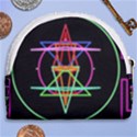 Drawing Of A Color Mandala On Black Horseshoe Style Canvas Pouch View2