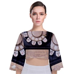 Vintage Payphone Tie Back Butterfly Sleeve Chiffon Top by Sudhe