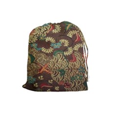 Colorful The Beautiful Of Art Indonesian Batik Pattern Drawstring Pouch (large) by Sudhe