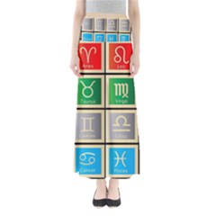 Set Of The Twelve Signs Of The Zodiac Astrology Birth Symbols Full Length Maxi Skirt by Sudhe
