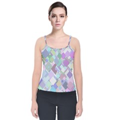Colorful Background Multicolored Velvet Spaghetti Strap Top by Sudhe