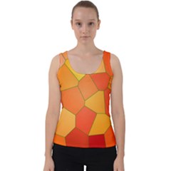 Background Pattern Of Orange Mosaic Velvet Tank Top by Sudhe