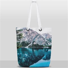 Daylight Forest Glossy Lake Full Print Rope Handle Tote (small) by Sudhe
