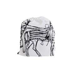 Line Art Drawing Ancient Chariot Drawstring Pouch (medium) by Sudhe