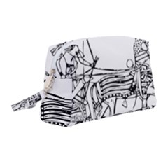 Line Art Drawing Ancient Chariot Wristlet Pouch Bag (medium) by Sudhe