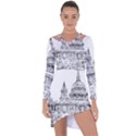Line Art Architecture Church Asymmetric Cut-Out Shift Dress View1
