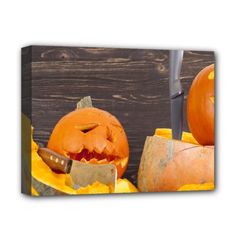 Old Crumpled Pumpkin Deluxe Canvas 16  X 12  (stretched)  by rsooll
