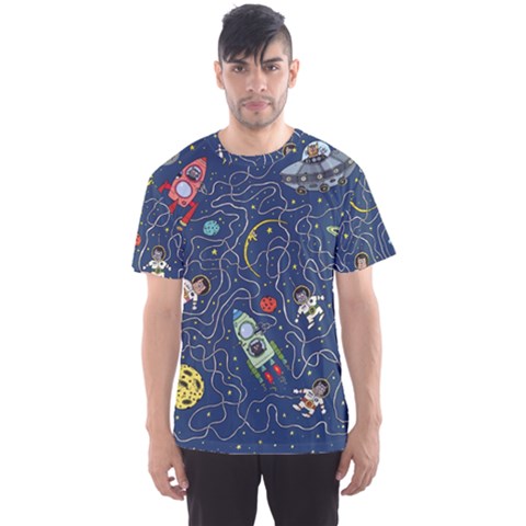 Cat Cosmos Cosmonaut Rocket Men s Sports Mesh Tee by Sudhe