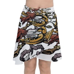 Transparent Background Bird Chiffon Wrap Front Skirt by Sudhe