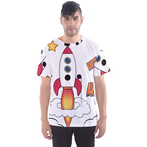 Rocket Cartoon Men s Sports Mesh Tee by Sudhe