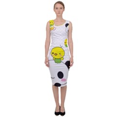 Giant Panda Red Panda Cartoon Drawing Sleeveless Pencil Dress by Sudhe