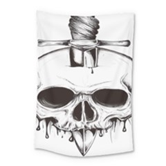 Skull Knife Euclidean Vector Skull Sword Inserted Small Tapestry by Sudhe