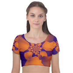 Digital Art Art Artwork Abstract Velvet Short Sleeve Crop Top  by Pakrebo