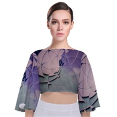 Digital Art Art Artwork Abstract Tie Back Butterfly Sleeve Chiffon Top by Pakrebo