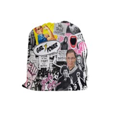 Feminism Collage  Drawstring Pouch (large) by Valentinaart