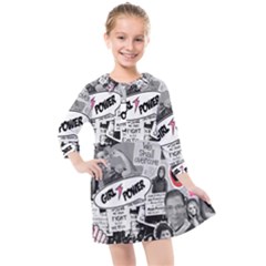 Feminism Collage  Kids  Quarter Sleeve Shirt Dress by Valentinaart