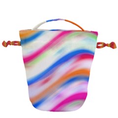 Vivid Colorful Wavy Abstract Print Drawstring Bucket Bag by dflcprintsclothing