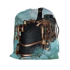 Spirit Of Steampunk, Awesome Train In The Sky Drawstring Pouch (xxl) by FantasyWorld7