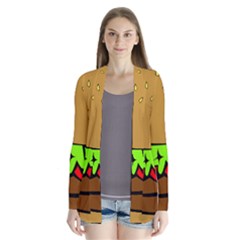 Hamburger Cheeseburger Fast Food Drape Collar Cardigan by Sudhe