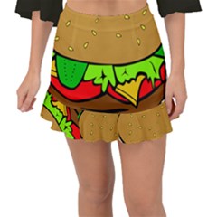 Hamburger Cheeseburger Fast Food Fishtail Mini Chiffon Skirt by Sudhe