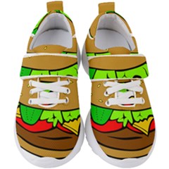 Hamburger Cheeseburger Fast Food Kids  Velcro Strap Shoes by Sudhe