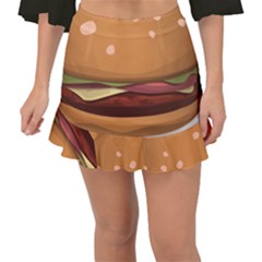 Hamburger Cheeseburger Burger Lunch Fishtail Mini Chiffon Skirt by Sudhe