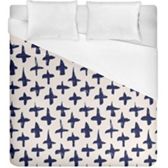 Pattern Ink Blue Navy Crosses Grunge Flesh And Navy Pattern Ink Crosses Grunge Flesh Beige Background Duvet Cover (king Size) by genx