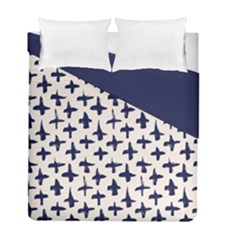 Pattern Ink Blue Navy Crosses Grunge Flesh And Navy Pattern Ink Crosses Grunge Flesh Beige Background Duvet Cover Double Side (full/ Double Size) by genx