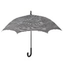 Retro Psychedelic Waves pattern 80s Black and White Hook Handle Umbrellas (Medium) View3