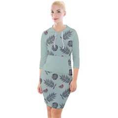 Tropical Pattern Quarter Sleeve Hood Bodycon Dress by LoolyElzayat