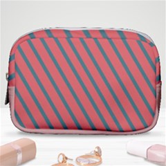 Living Coral Diagonal Stripes Make Up Pouch (small) by LoolyElzayat