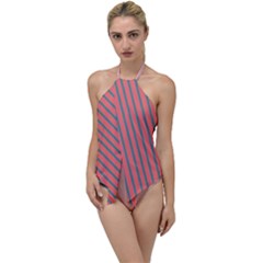 Living Coral Diagonal Stripes Go With The Flow One Piece Swimsuit by LoolyElzayat
