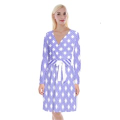Textile Cross Seamless Pattern Long Sleeve Velvet Front Wrap Dress by Pakrebo