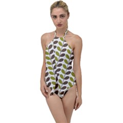 Leaf Plant Pattern Seamless Go With The Flow One Piece Swimsuit by Pakrebo