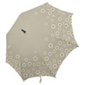 White Daisies Flower Pattern on vintage pastel beige Background retro style Hook Handle Umbrellas (Large) View2
