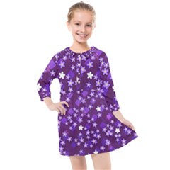 Textile Cross Pattern Square Kids  Quarter Sleeve Shirt Dress by Pakrebo