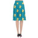 Toast With Cheese Funny Retro Pattern Turquoise Green Background Flared Midi Skirt View2