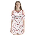 Funny Bacon Slices Pattern infidel red meat Shoulder Cutout Velvet One Piece View1