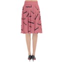 Funny Bacon Slices Pattern infidel vintage red meat background  Flared Midi Skirt View2
