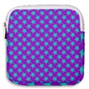 Turquoise Stars Pattern On Purple Mini Square Pouch View1