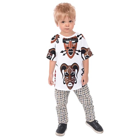 Tribal Masks African Culture Set Kids  Raglan Tee by Pakrebo