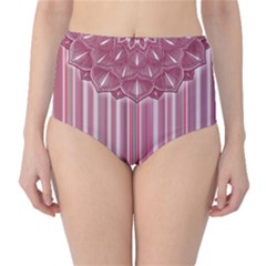 Cranberry Striped Mandala - Classic High-waist Bikini Bottoms by WensdaiAmbrose