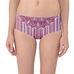 Cranberry Striped Mandala - Mid-waist Bikini Bottoms by WensdaiAmbrose
