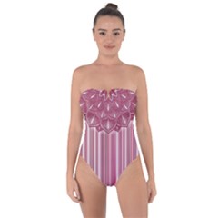 Cranberry Striped Mandala - Tie Back One Piece Swimsuit by WensdaiAmbrose