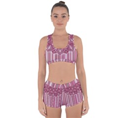 Cranberry Striped Mandala - Racerback Boyleg Bikini Set by WensdaiAmbrose
