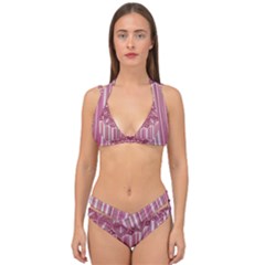 Cranberry Striped Mandala - Double Strap Halter Bikini Set by WensdaiAmbrose