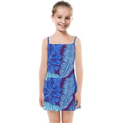 Tropical Blue Leaves Kids  Summer Sun Dress by snowwhitegirl