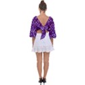 Textile Cross Pattern Square Tie Back Butterfly Sleeve Chiffon Top View2