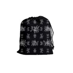 Black And White Ethnic Design Print Drawstring Pouch (medium) by dflcprintsclothing