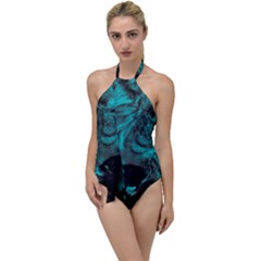 Angry Male Lion Predator Carnivore Go With The Flow One Piece Swimsuit by Sudhe